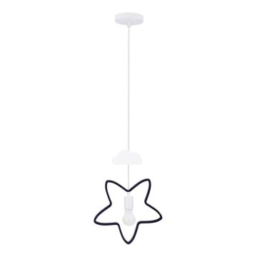 Dječji luster na užetu STARS 1xE27/20W/230V crna/bijela