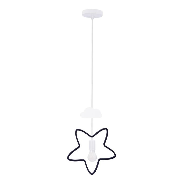 Dječji luster na užetu STARS 1xE27/20W/230V crna/bijela