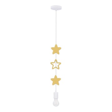 Dječji luster na žici STARS 1xE27/20W/230V žuti/bijeli