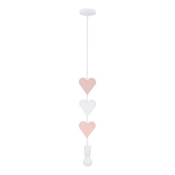 Dječji luster s kabelom HEART 1xE27/20W/230V roza/bijela