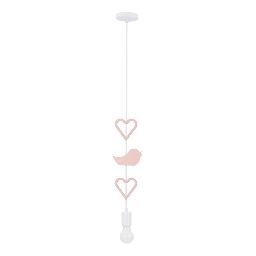 Dječji luster s kablom HEART 1xE27/20W/230V ružičasta/bijela