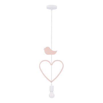 Dječji luster s kablom HEART 1xE27/20W/230V ružičasta/bijela