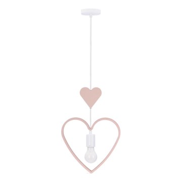 Dječji luster s kablom HEART 1xE27/20W/230V ružičasta/bijela