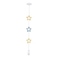Dječji luster sa kablom STARS 1xE27/20W/230V žuta/plava/bijela