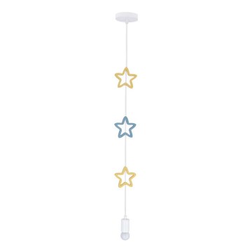 Dječji luster sa kablom STARS 1xE27/20W/230V žuta/plava/bijela