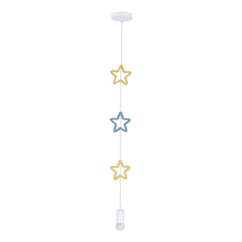 Dječji luster sa kablom STARS 1xE27/20W/230V žuta/plava/bijela