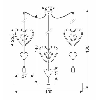 Dječji luster TRIO 3xE27/20W/230V ružičasta/bijela/siva