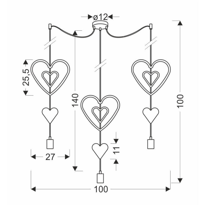 Dječji luster TRIO 3xE27/20W/230V ružičasta/bijela/siva
