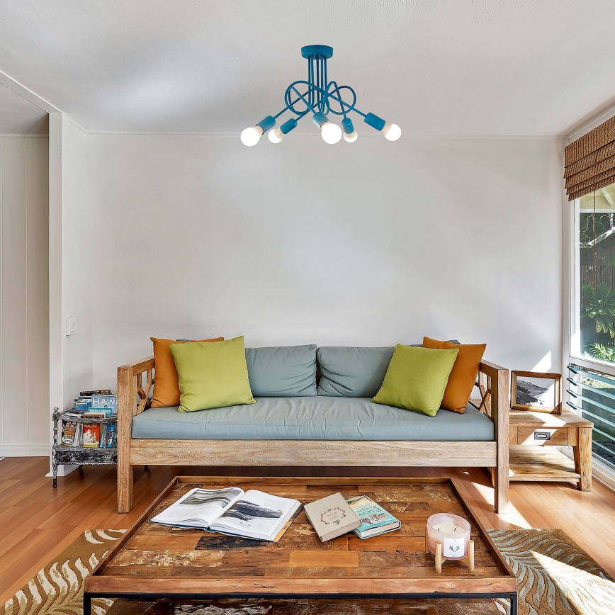 Dječji nadgradni luster OXFORD 5xE27/15W/230V plava