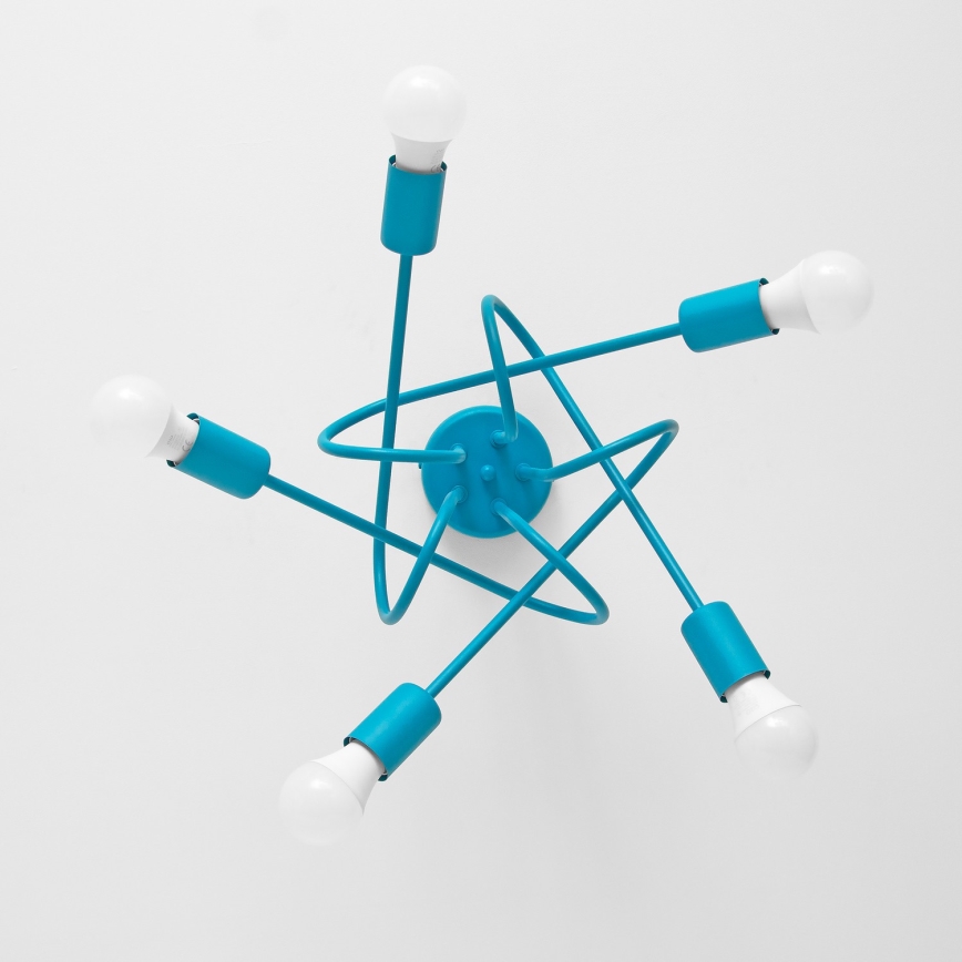 Dječji nadgradni luster OXFORD 5xE27/15W/230V plava