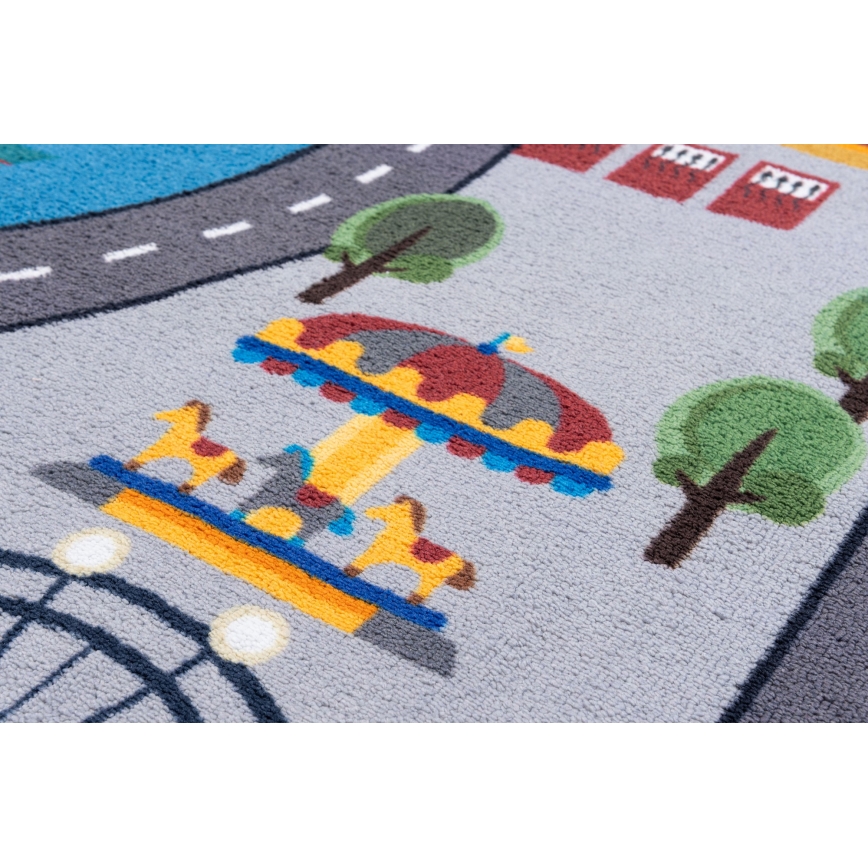 Dječji protuklizni tepih ARES STREETS 160 cm siva/grad