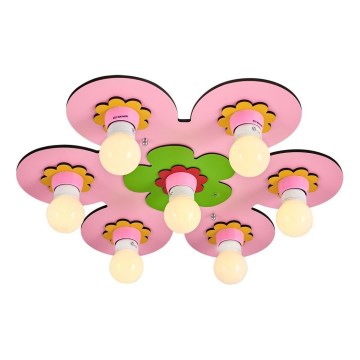 Dječji stropni luster LUCCA 7xE27/24W/230V ružičasta