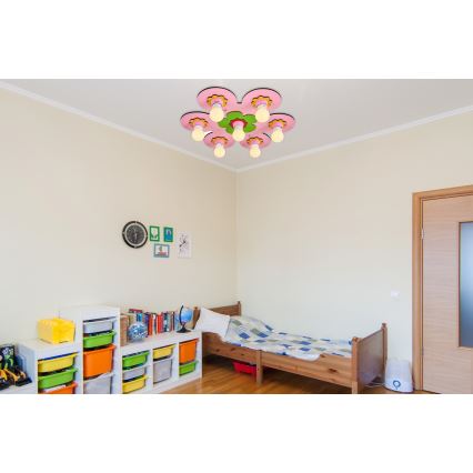 Dječji stropni luster LUCCA 7xE27/24W/230V ružičasta