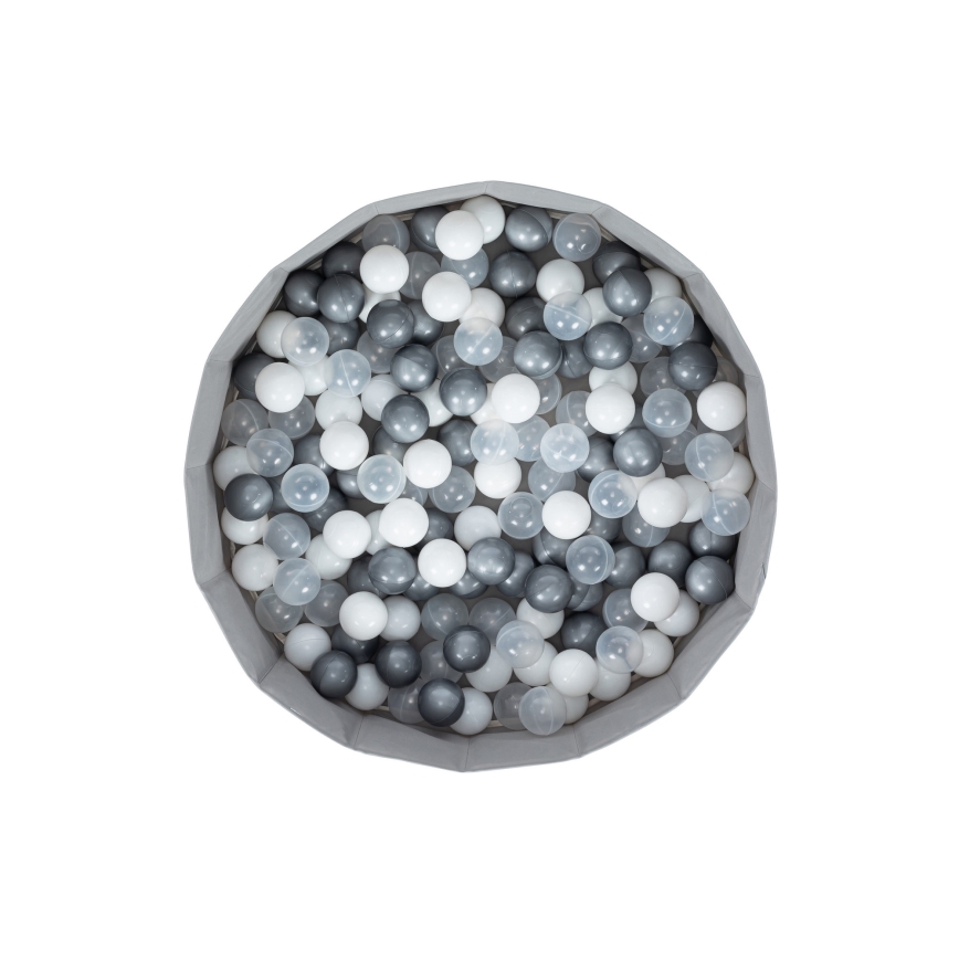 Dječji suhi bazen s lopticama promjera 80 cm bijela/siva