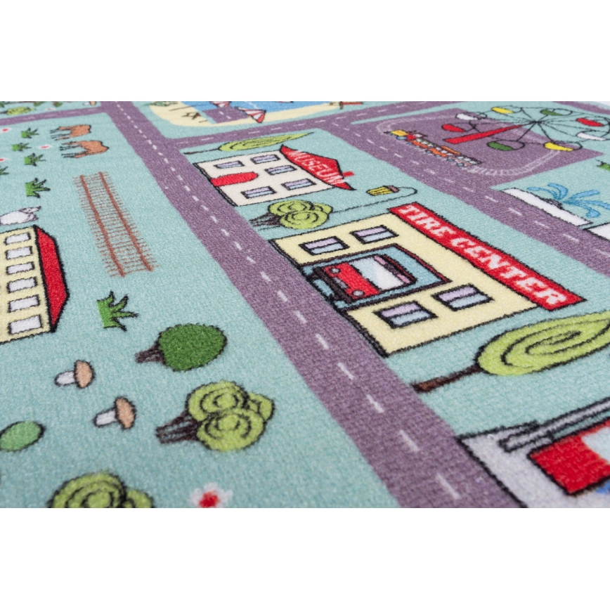 Dječji tepih STELLA STREETS 120x170 cm tirkizna/grad