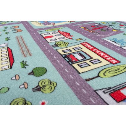 Dječji tepih STELLA STREETS 80x100 cm tirkizna/grad