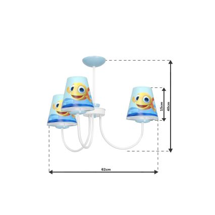 Dječji viseći luster FISH 3xE14/40W/230V