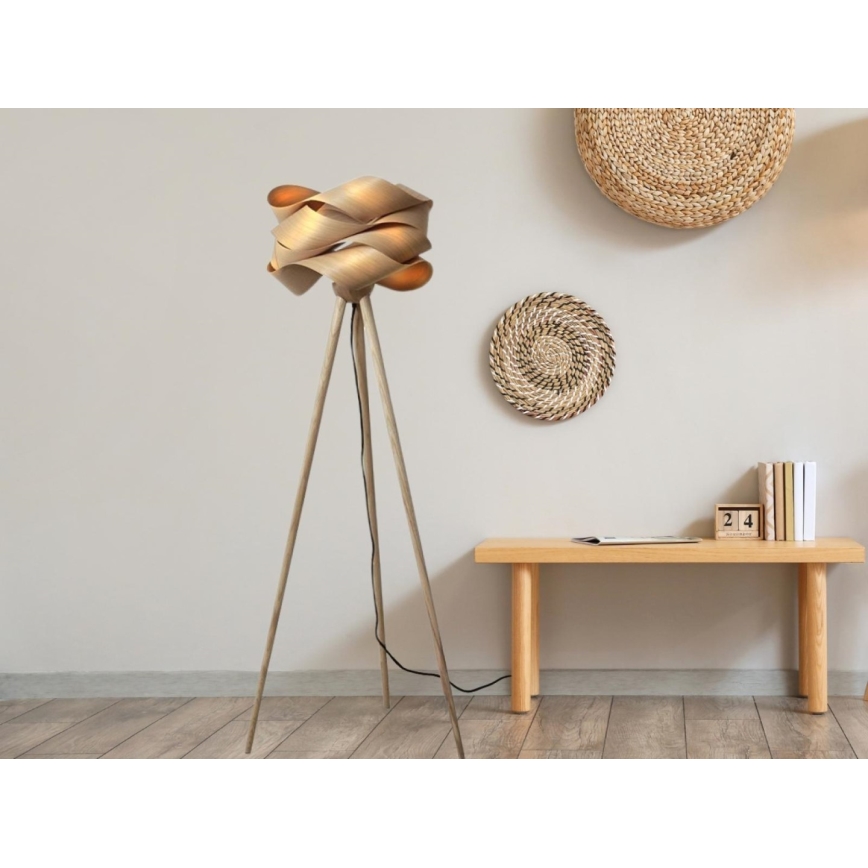 Drvena podna lampa 1xE27/60W/230V masiv/furnir/jasen