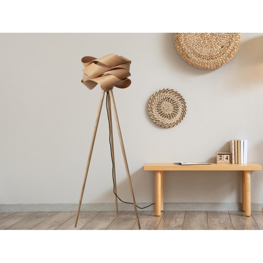 Drvena podna lampa 1xE27/60W/230V masiv/furnir/jasen