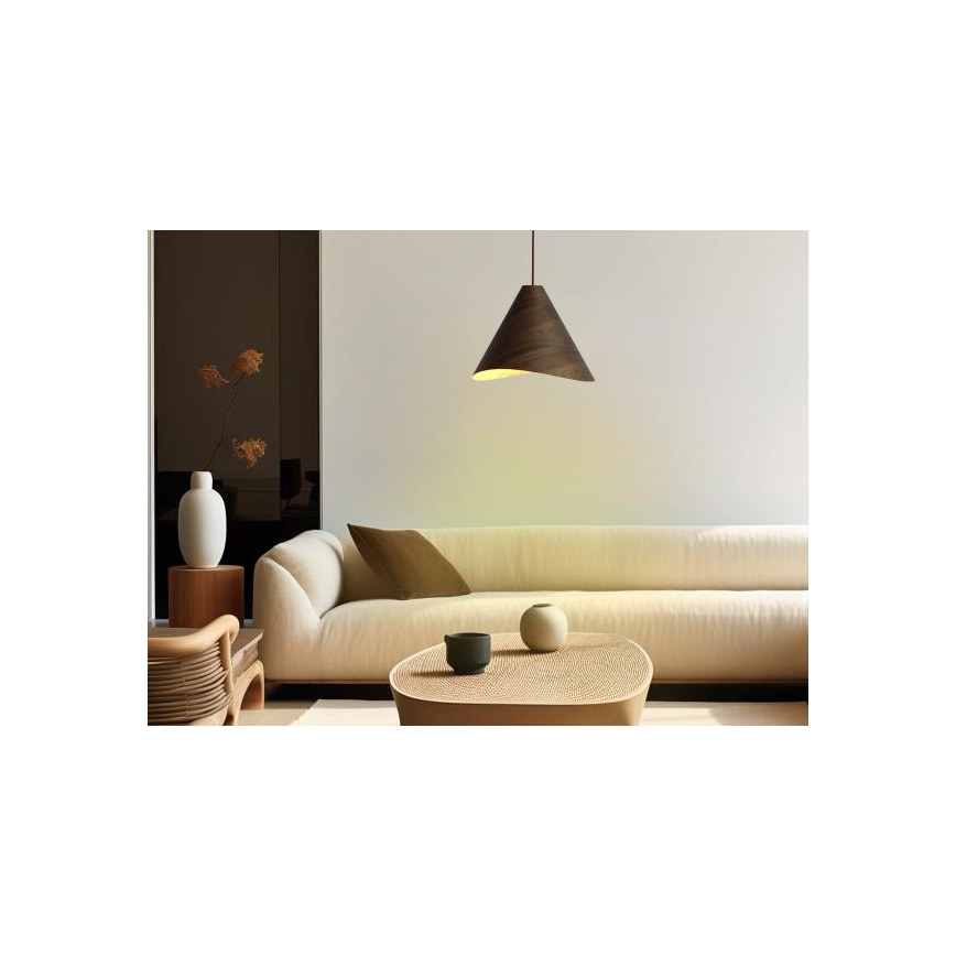 Drveni luster na kabelu 1x E27/60W/230V Ø 33 cm masiv/orah/kaučukovo drvo