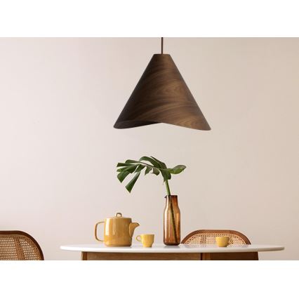 Drveni luster na kabelu 1xE27/60W/230V Ø 45 cm, masivni orah / kaučukovo drvo