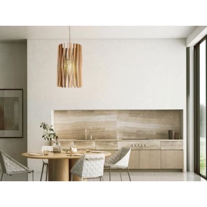 Drveni luster na lanku 1xE27/60W/230V, Ø 38 cm, od punog drveta – jasen/kaučukovac