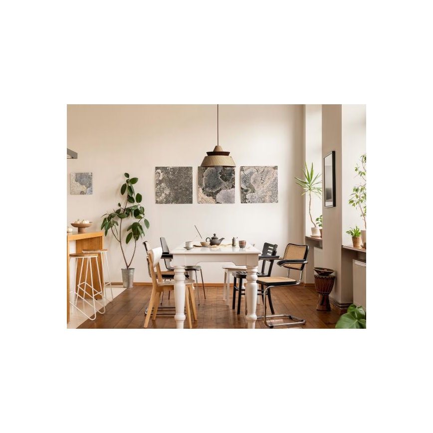 Drveni luster na sajli 1xE27/60W/230V, promjer 33 cm, masiv/hrast/orah/kaučukovo drvo