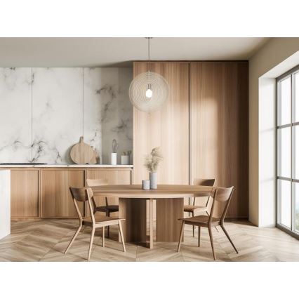 Drveni luster na sajli 1xE27/60W/230V Ø 43,5 cm masiv/furnir/bukva/kaučukovo drvo