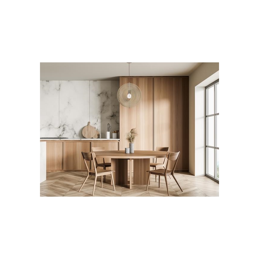 Drveni luster na sajli 1xE27/60W/230V Ø 43,5 cm masiv/furnir/bukva/kaučukovo drvo