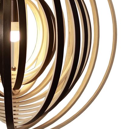 Drveni luster na sajli 1xE27/60W/230V Ø 43,5 cm masiv/furnir/kaučukovo drvo