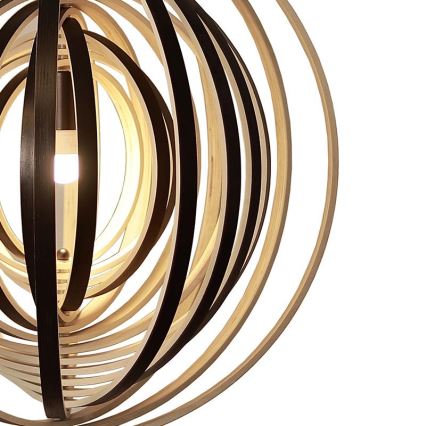 Drveni luster na užetu 1xE27/60W/230V promjer 50 cm masiv/furnir/kaučukovac