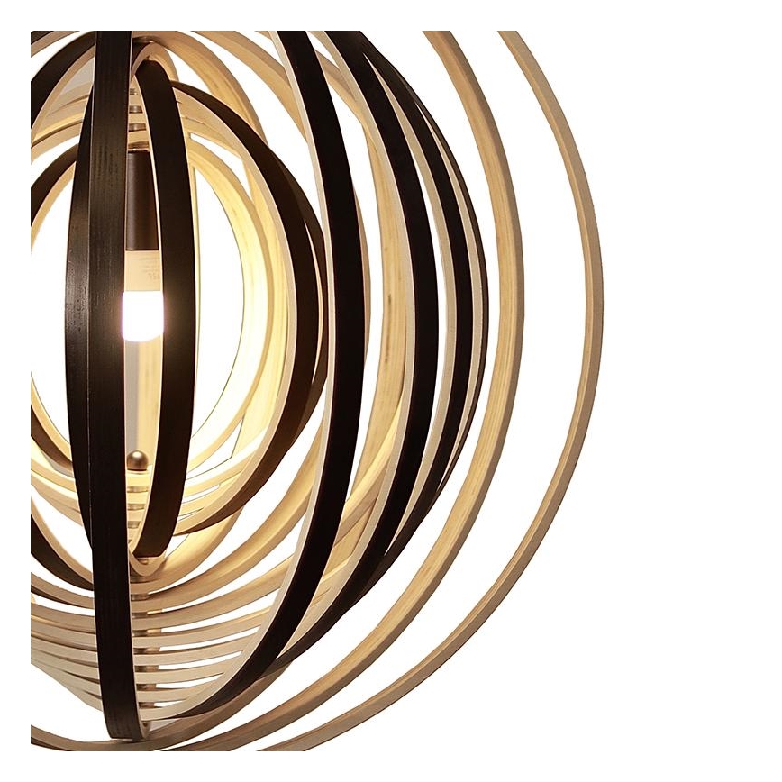 Drveni luster na užetu 1xE27/60W/230V promjer 50 cm masiv/furnir/kaučukovac