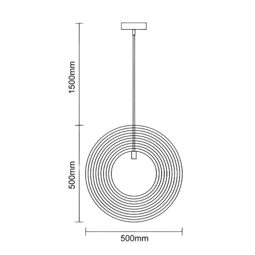 Drveni luster na užetu 1xE27/60W/230V promjer 50 cm masiv/furnir/kaučukovac