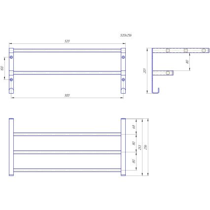 Držač ručnika za kupaonski radijator HF SHEFFIELD 52x25,6 cm, crni