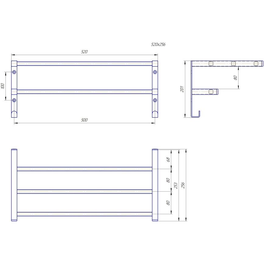Držač ručnika za kupaonski radijator HF SHEFFIELD 52x25,6 cm, crni