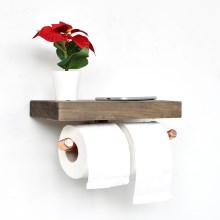 Držač za toaletni papir s policom BORU 12x30 cm smreka/bakrena