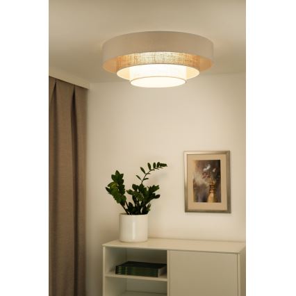 Duolla - LED Stropna svjetiljka LUNETA LED/26W/230V pr. 60 cm 4000K krem/smeđa