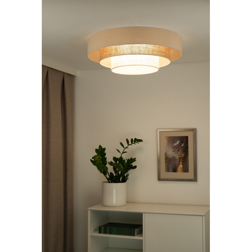 Duolla - LED Stropna svjetiljka LUNETA LED/26W/230V pr. 60 cm 4000K ratan/bež/smeđa