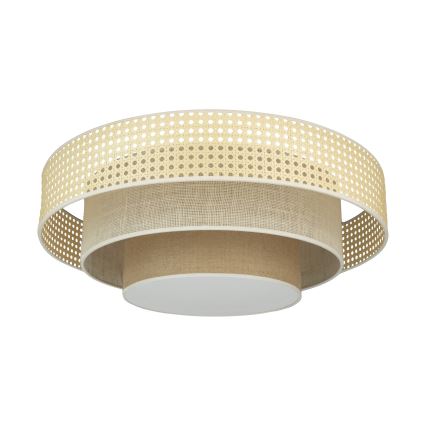 Duolla - LED Stropna svjetiljka LUNETA LED/26W/230V pr. 60 cm 4000K ratan/bež/smeđa