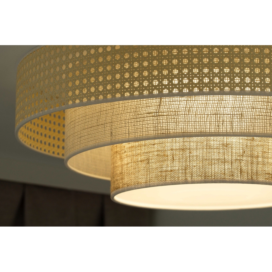 Duolla - LED Stropna svjetiljka LUNETA LED/26W/230V pr. 60 cm 4000K ratan/bež/smeđa