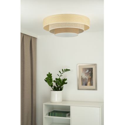 Duolla - LED Stropna svjetiljka LUNETA LED/26W/230V pr. 60 cm 4000K ratan/bež/smeđa