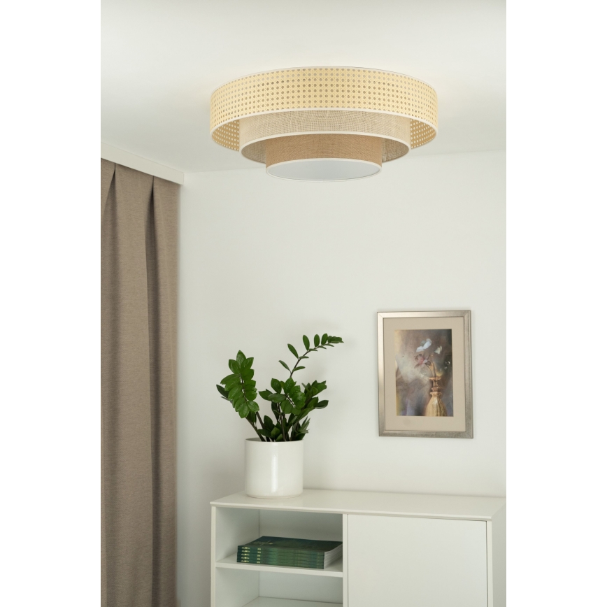 Duolla - LED Stropna svjetiljka LUNETA LED/26W/230V pr. 60 cm 4000K ratan/bež/smeđa