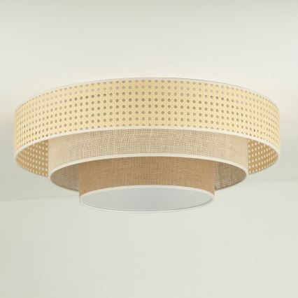 Duolla - LED Stropna svjetiljka LUNETA LED/26W/230V pr. 60 cm 4000K ratan/bež/smeđa