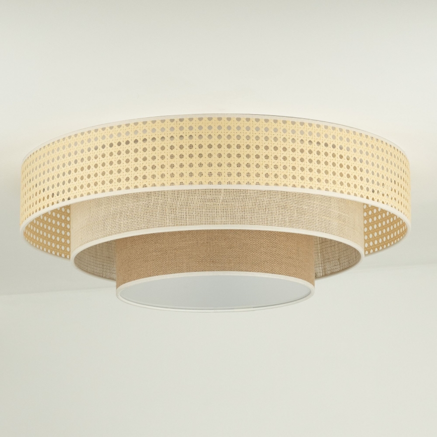 Duolla - LED Stropna svjetiljka LUNETA LED/26W/230V pr. 60 cm 4000K ratan/bež/smeđa