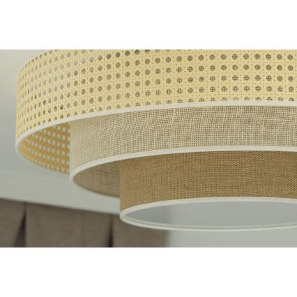 Duolla - LED Stropna svjetiljka LUNETA LED/26W/230V pr. 60 cm 4000K ratan/bež/smeđa