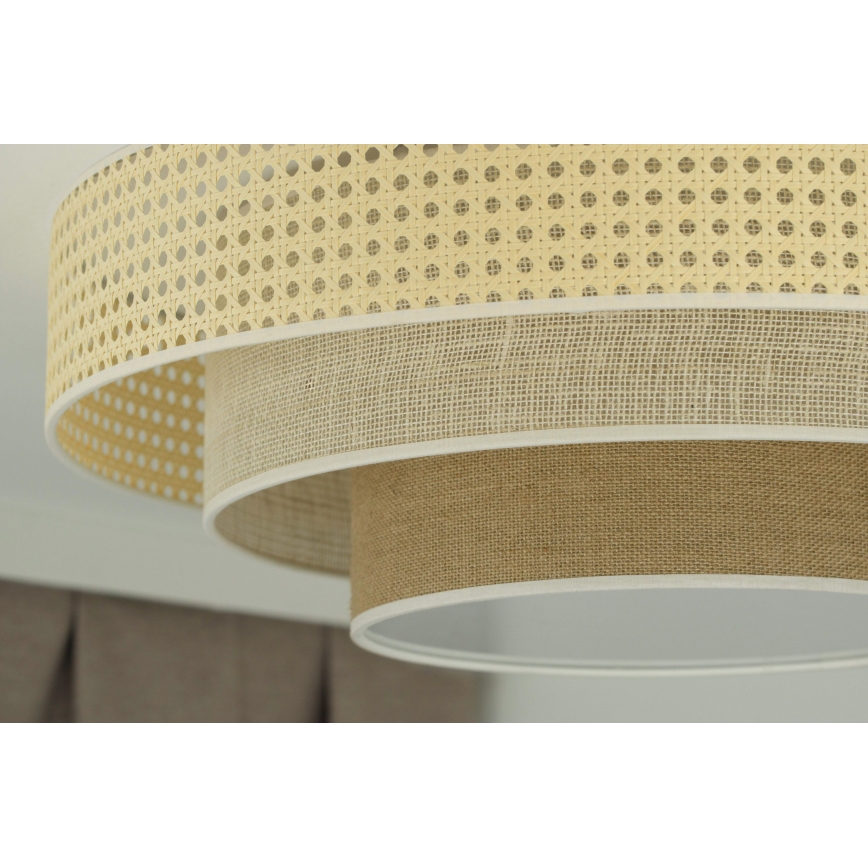 Duolla - LED Stropna svjetiljka LUNETA LED/26W/230V pr. 60 cm 4000K ratan/bež/smeđa