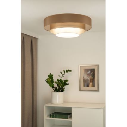 Duolla - LED Stropna svjetiljka LUNETA LED/26W/230V pr. 60 cm 4000K smeđa/zlatna/bijela