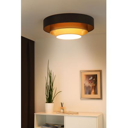 Duolla - LED Stropna svjetiljka LUNETA LED/26W/230V pr. 60 cm 4000K smeđa/zlatna/krem