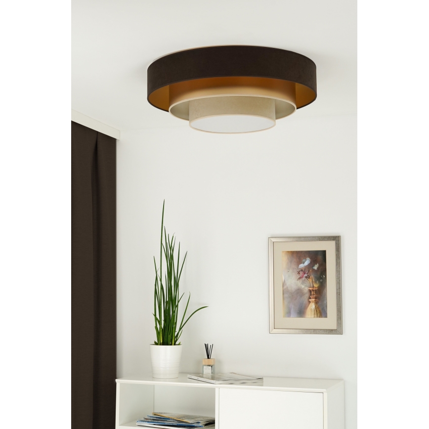 Duolla - LED Stropna svjetiljka LUNETA LED/26W/230V pr. 60 cm 4000K smeđa/zlatna/krem