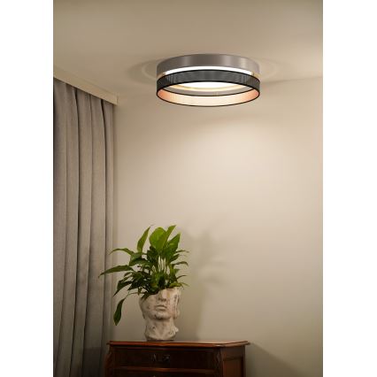 Duolla - LED Stropna svjetiljka ROLLER DUO SHINY LED/24W/230V pr. 45 cm srebrna/crna